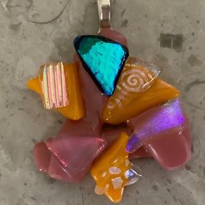 Artisan Made Dichroic Glass Boho Pendant
